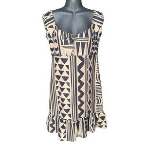 Manuhealii Black and Cream Geometric Kids Casual Dress